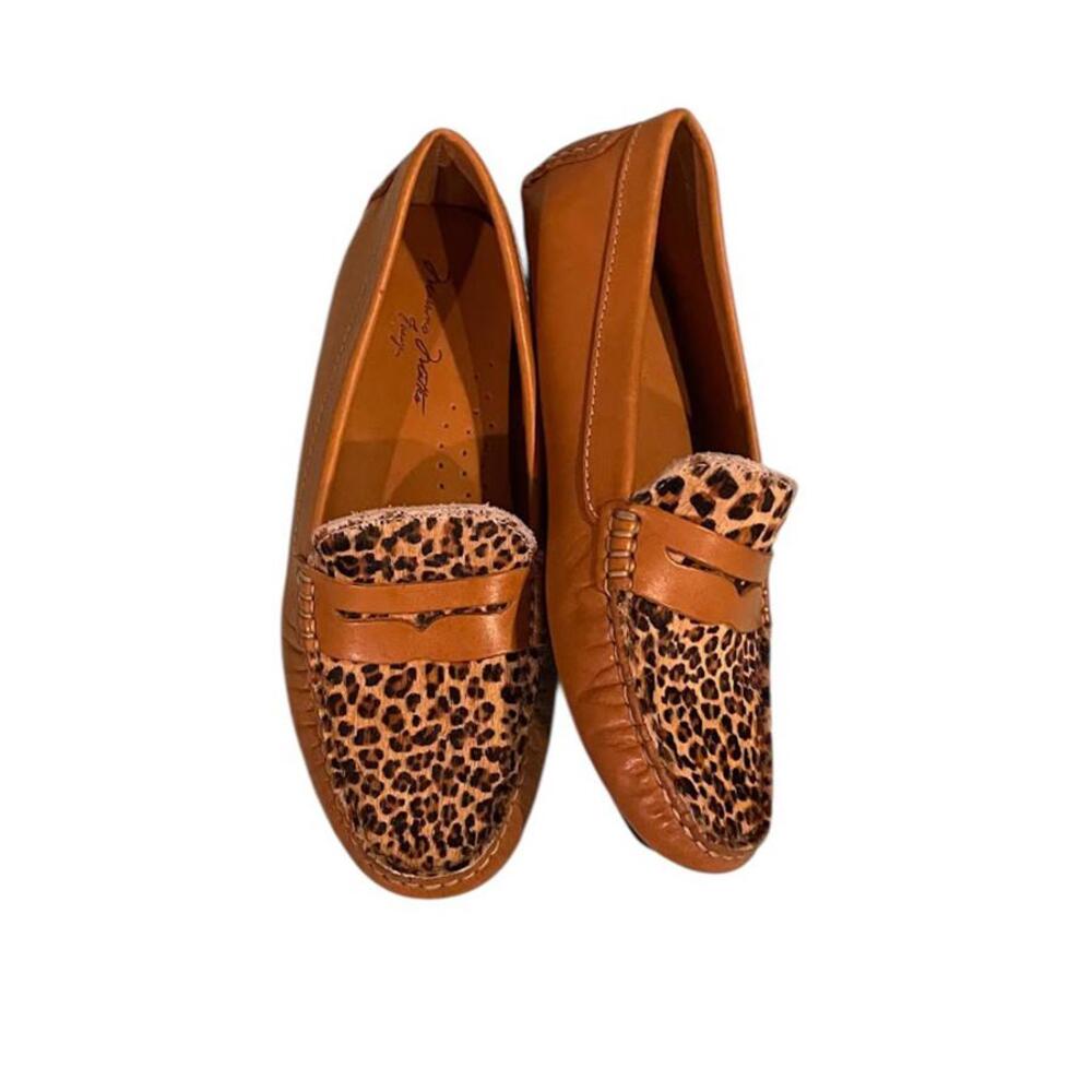 Massimo Matteo Penny Loafers Leather Cheetah Animal Print Women's Size 6.5 - Picture 10 of 12
